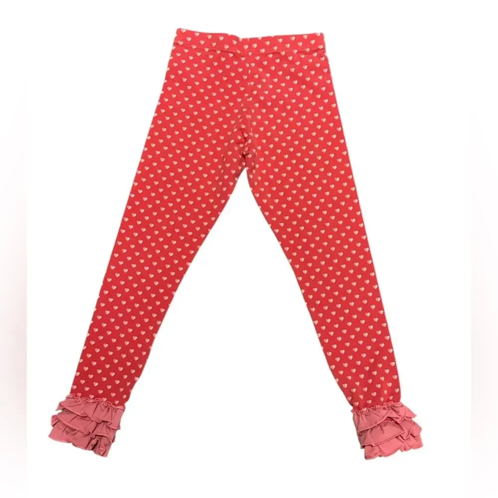 Matilda Jane Red Heart Leggings with Ruffle Trim Girls Size 8